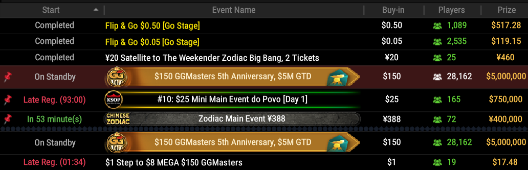 standby ggpoker