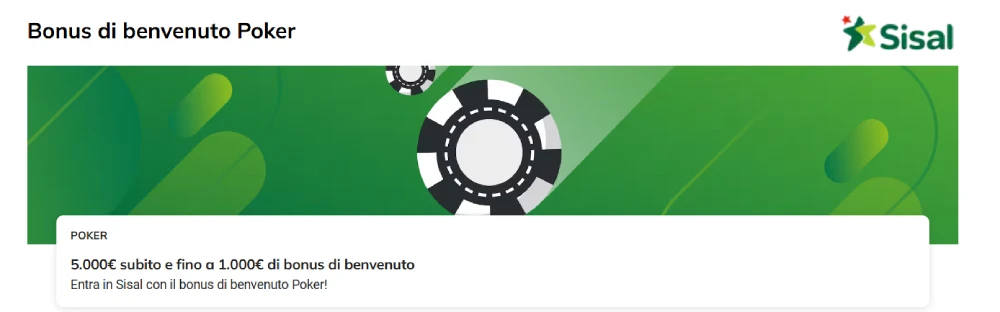 Bonus poker online Sisal.it