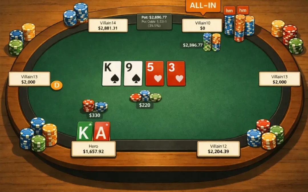 “Non chiamare così veloce!” ‘Bencb789’ e una top pair top kicker con AK vs shove turn dopo overbet