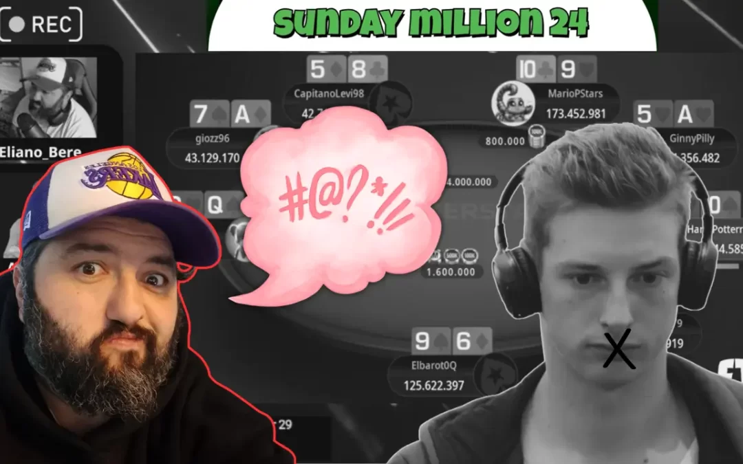 ‘Eliano_bere’ senza ‘aleorsi98’ commenta il tavolo finale del Sunday Million 24 vinto da ‘cikketto10’