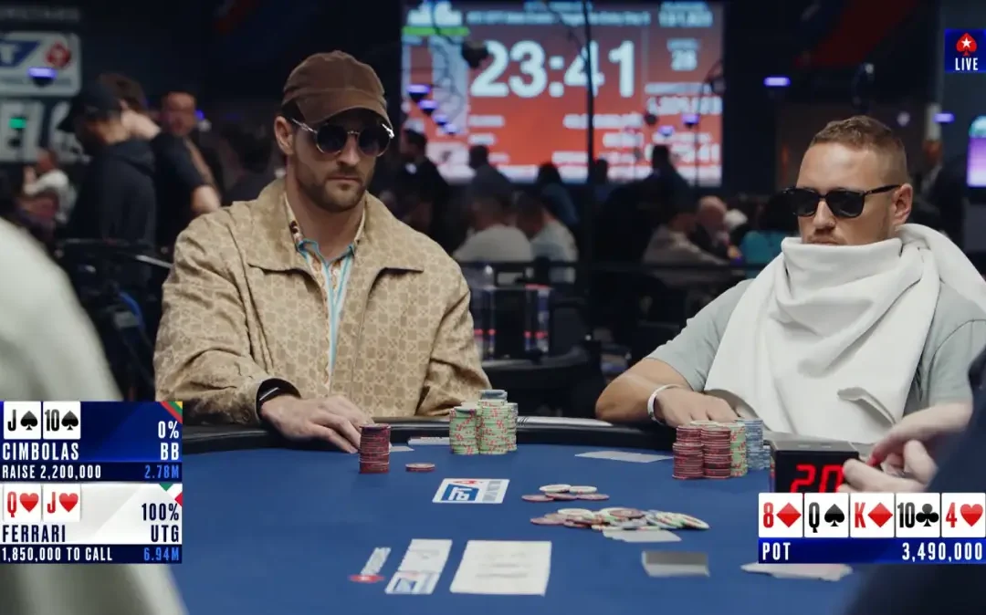 L’herocall su Matas Cimbolas che ha fatto volare Manuel Ferrari chipleader al day 5 del Main Event EPT Barcellona