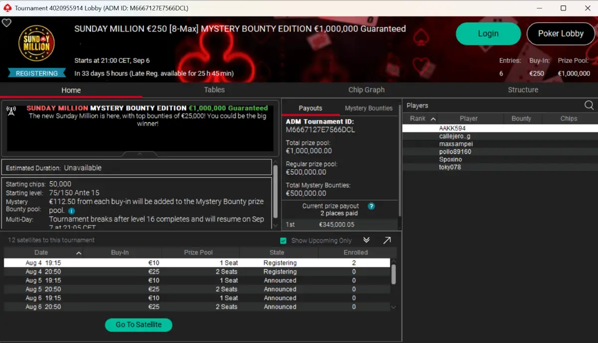 sunday million 25 sunday million 25